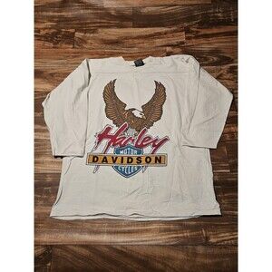 Vintage Rare Harley Davidson 1991 Eagle Big Logo Illinois 3/4 Sleeve Shirt M/L